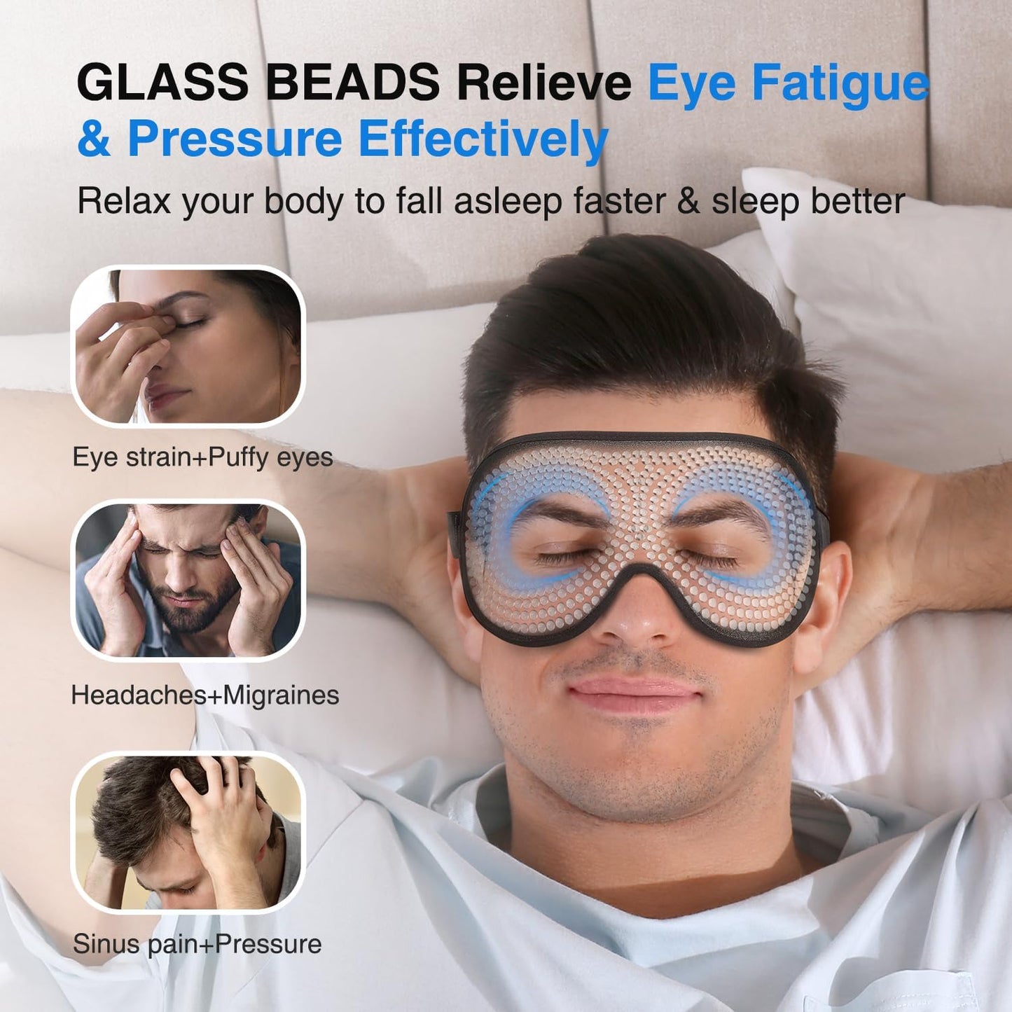 YFONG Weighted Sleep Mask, Women Men 3D Eye Mask Blocking Lights Sleeping Mask (4.2oz/120g), Pressure Relief Night Sleep Eye Mask with Adjustable Strap, Eye Cover Blindfold for Travel Nap Yoga, Gray