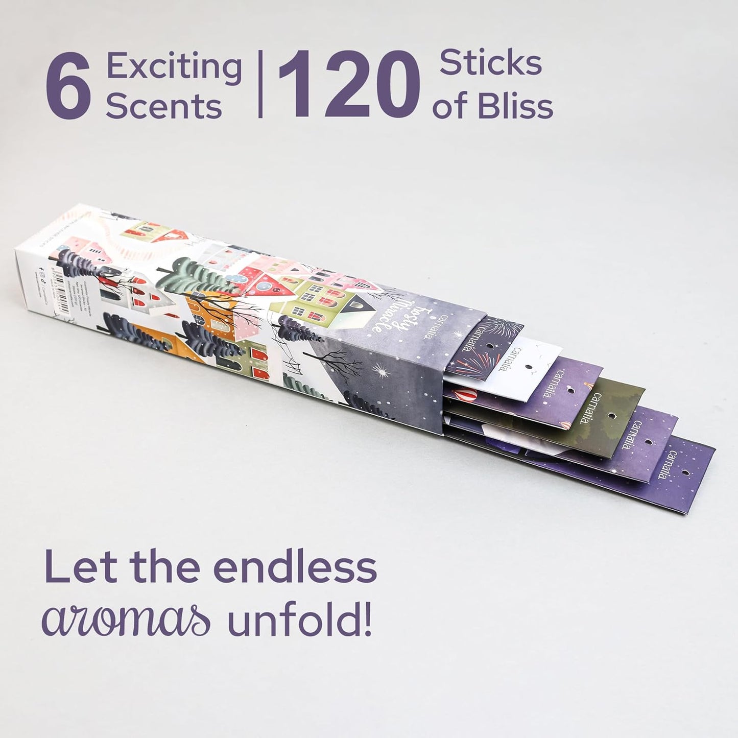 Carnatia Frosty Miracle Incense Collection – 6 Enchanting Scents | Snowy Adventures, Winter Vibes, and Cozy Aromas for Holiday Season!