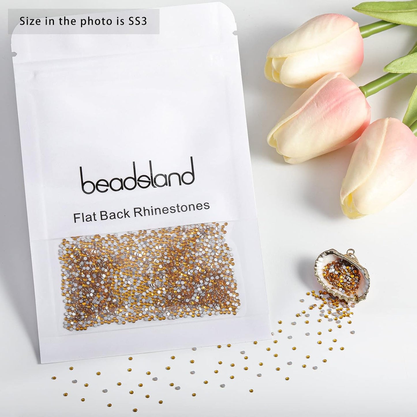 Beadsland 1440pcs Flat Back Crystal Rhinestones Round Gems for Nail Art and Craft Glue Fix,Topaz,SS3,1.2-1.4mm