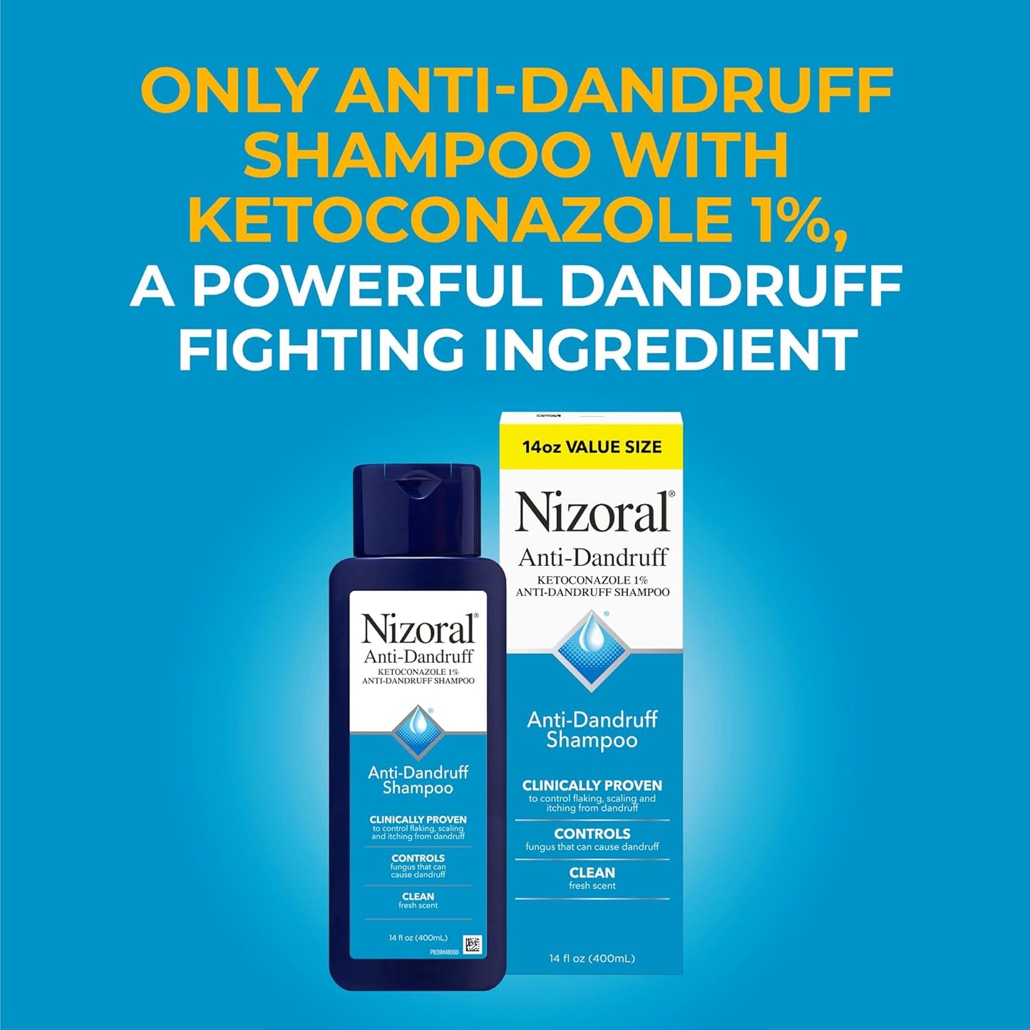 Nizoral Anti-Dandruff Shampoo with 1% Ketoconazole, Fresh Scent, 14 Fl Oz (Pack of 2)