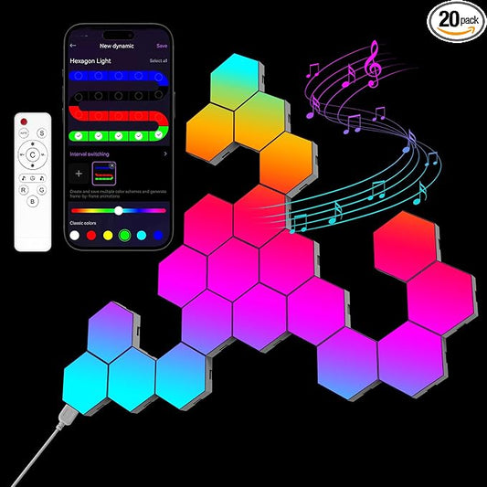 OJQ 20 Pack Hexagon Lights Wall RGB Panel by OJQ