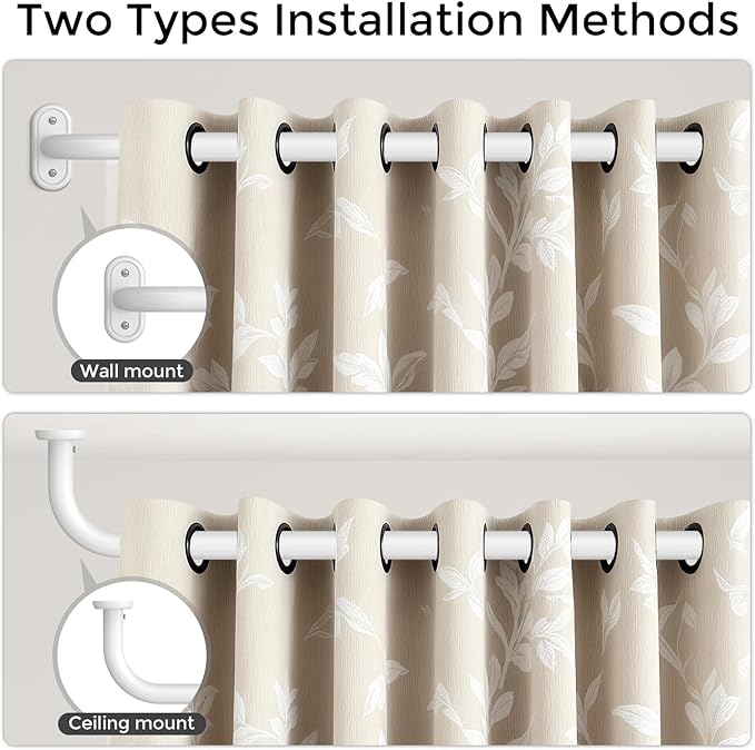 Curtain Rods 36-88 Inch, 1 Inch Adjustable Heavy Duty Room Darkening Window - Image 4