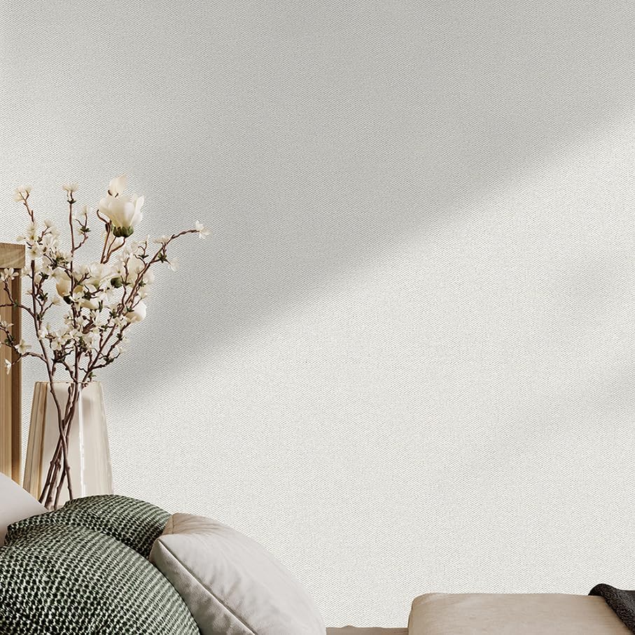 SHUFA White Cotton-Like Textured Grasscloth Wallpaper Matte Thick Real Woven - Image 7