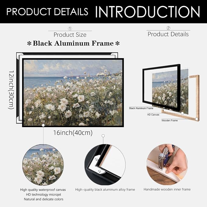 Nature Landscape Wall Art Coastal Wildflower Poster 12X16 inch Black Framed - Image 2