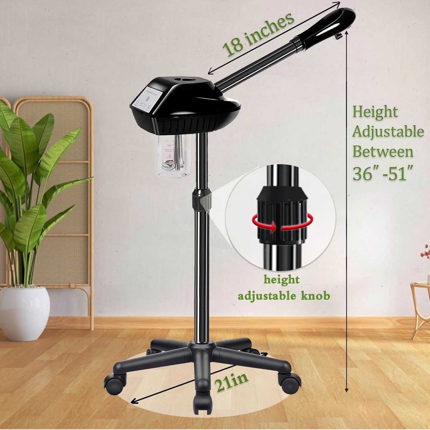 Professional Face Steamer on Wheels,Ozone Face Steamer for Deep Facial Cleansing