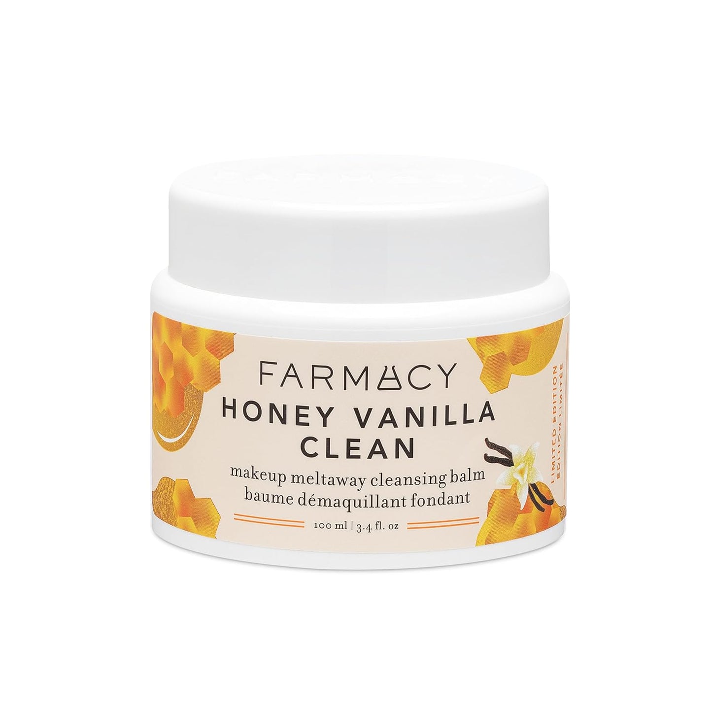 Farmacy Makeup Remover Cleansing Balm - Honey Vanilla Waterproof Makeup Remover & Oil Based Cleanser - Gentle Exfoliating Double Cleanser - Melts From Balm to Milky Lather (100ml)