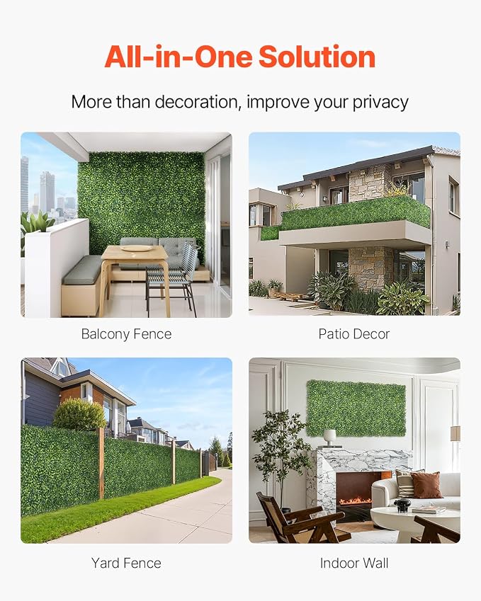 VEVOR Artificial Grass Wall Panels, 40 x 120 inch, Milan Grass Greenery Boxwood - Image 5