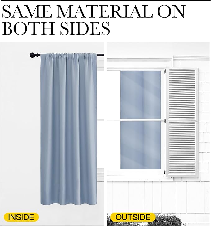 NICETOWN Blackout Curtains for Bedroom, Vintage Blue, 1 Pair, 70 by 63-inch - Image 5
