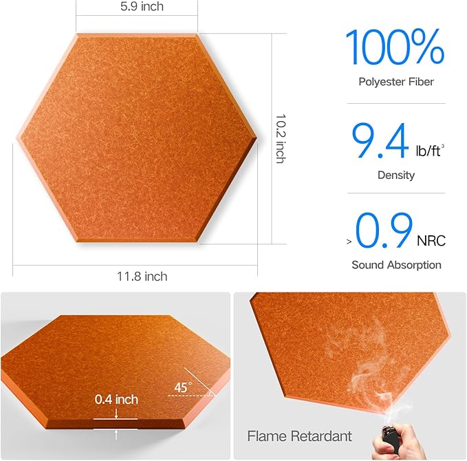 16 Pack Self-Adhesive Acoustic Panels 12" X 10" X 0.4" - Image 3