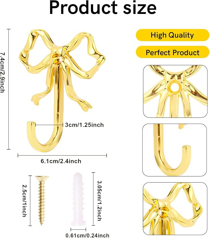 5 Pcs Gold Bow Hooks, Bow Hooks - Image 2