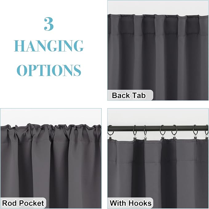 RYB HOME Blackout Grey Curtains - Image 6