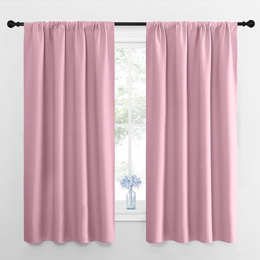NICETOWN Kitchen Curtains, Short Blackout Drapes, Rouge Pink, 34 in x 45 in by NICETOWN