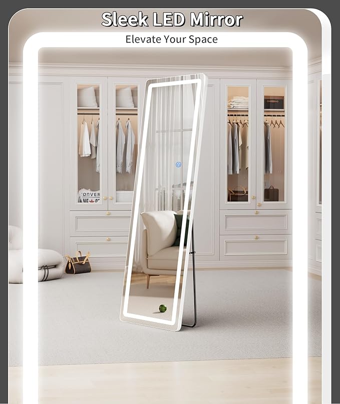 Koonmi LED Full Length Mirror, Lighted Floor Mirrors - Image 3