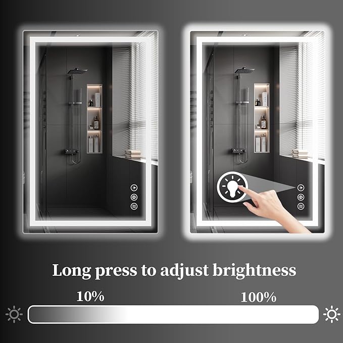 Koonmi 55"x30" LED Mirror for Bathroom, 90CRI Anti-Fog Vanity Mirror - Image 5