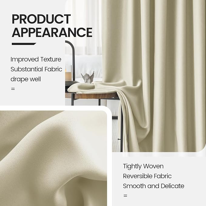 Long Black Out Curtains for Bedroom Windows 52 x 108 Inch Length 2 Panels - Image 4