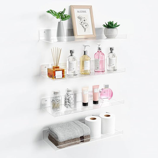 upsimples 4 Pack 15x6 Inches Acrylic Bathroom Shelves by upsimples