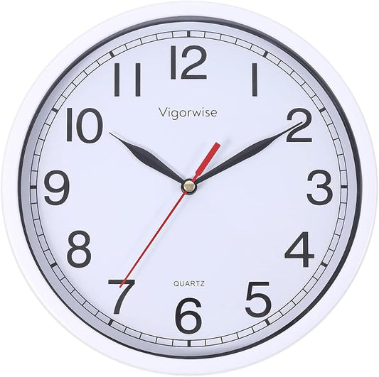 Wall Clock, 8 Inch Silent Sweep Movement Accurate Small Clocks Kitchen/Living by Vigorwise