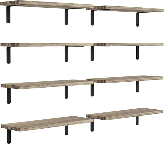 DOLLFIO Floating Shelves, 8 Sets Wall Shelves, Wood Floating Shelves by DOLLFIO