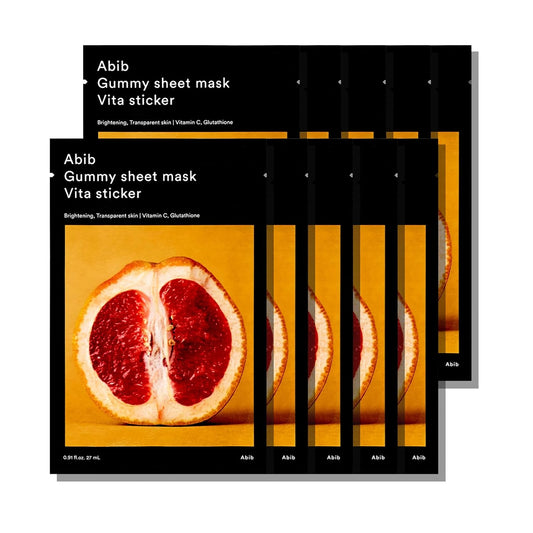 Abib Gummy Sheet Mask Vita Sticker(10 sheets) IBrightening & Soothing Sheet Mask with Niacinamide, Cica, Peptides & Vitamin Complex, Korean Skincare for Sensitive Skin