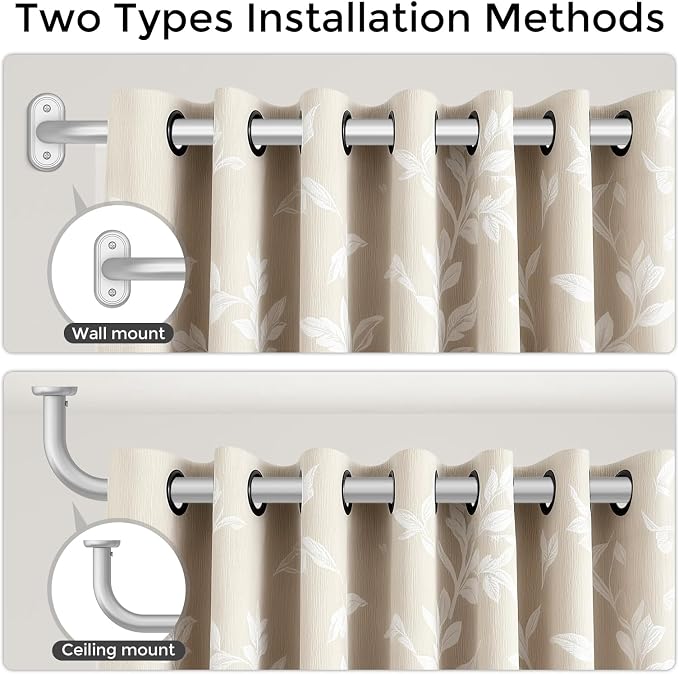 2 Pack Curtain Rods 32-46 Inch, 1 Inch Adjustable Heavy Duty Room Darkening - Image 4