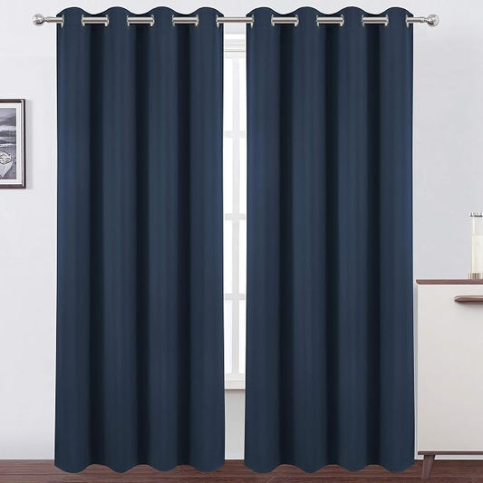 LEMOMO Navy Blue Thermal Blackout Curtains/52 x 95 Inch/Set of 2 Panels Room by Lemomo