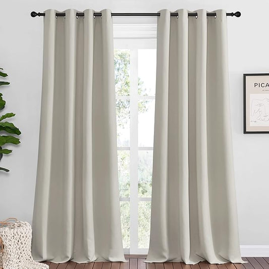NICETOWN Natural Room Darkening Curtains 120" Long by NICETOWN