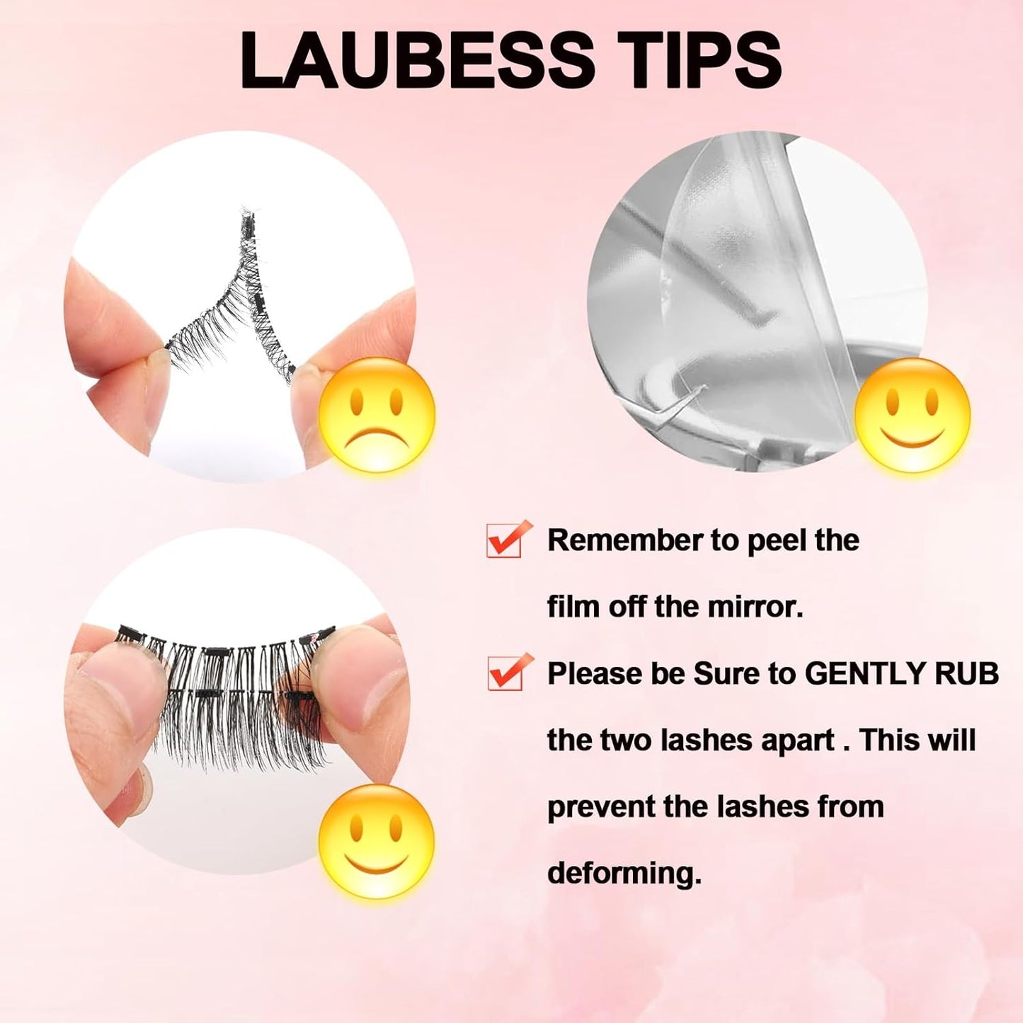 LAUBESS Magnetic Eyelashes with Applicator 2 Pair No Glue Needed Natural Look Magnetic Lashes Easy to Wear and Remove(L06/L08)