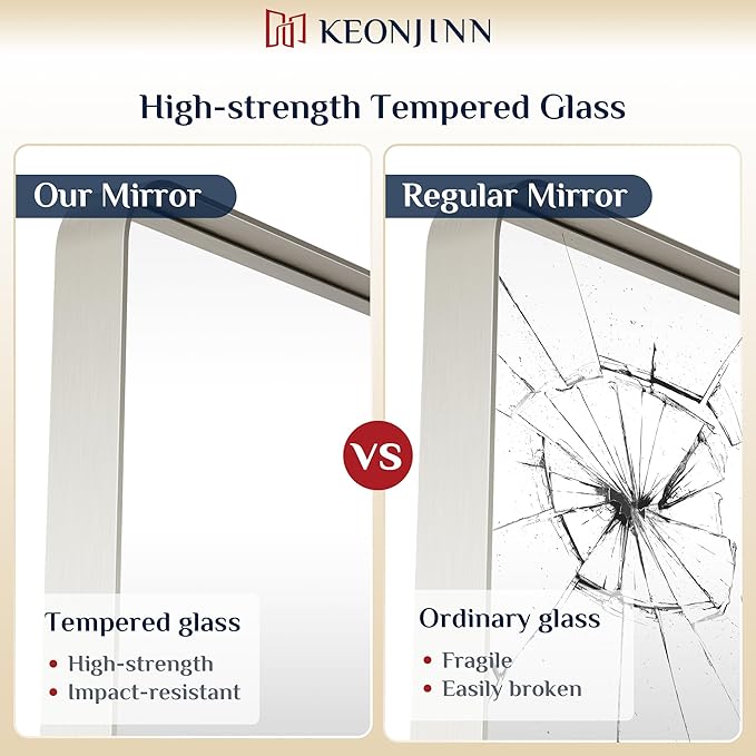 Keonjinn 48 x 30 Brushed Nickel Bathroom Mirrors - Image 4