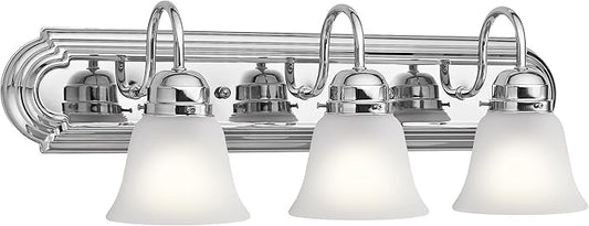 Kichler 24" 3-Light Vanity Bath Light in Chrome, Modern Bathroom Light by Kichler