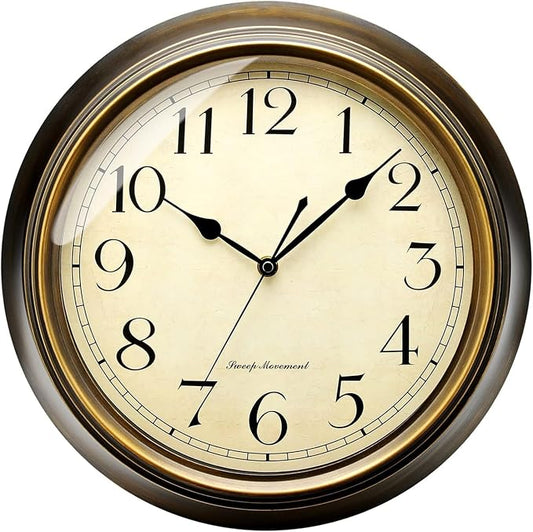 Plumeet Small Metal Wall Clock, Arabic Numerals, Battery Operated by Plumeet
