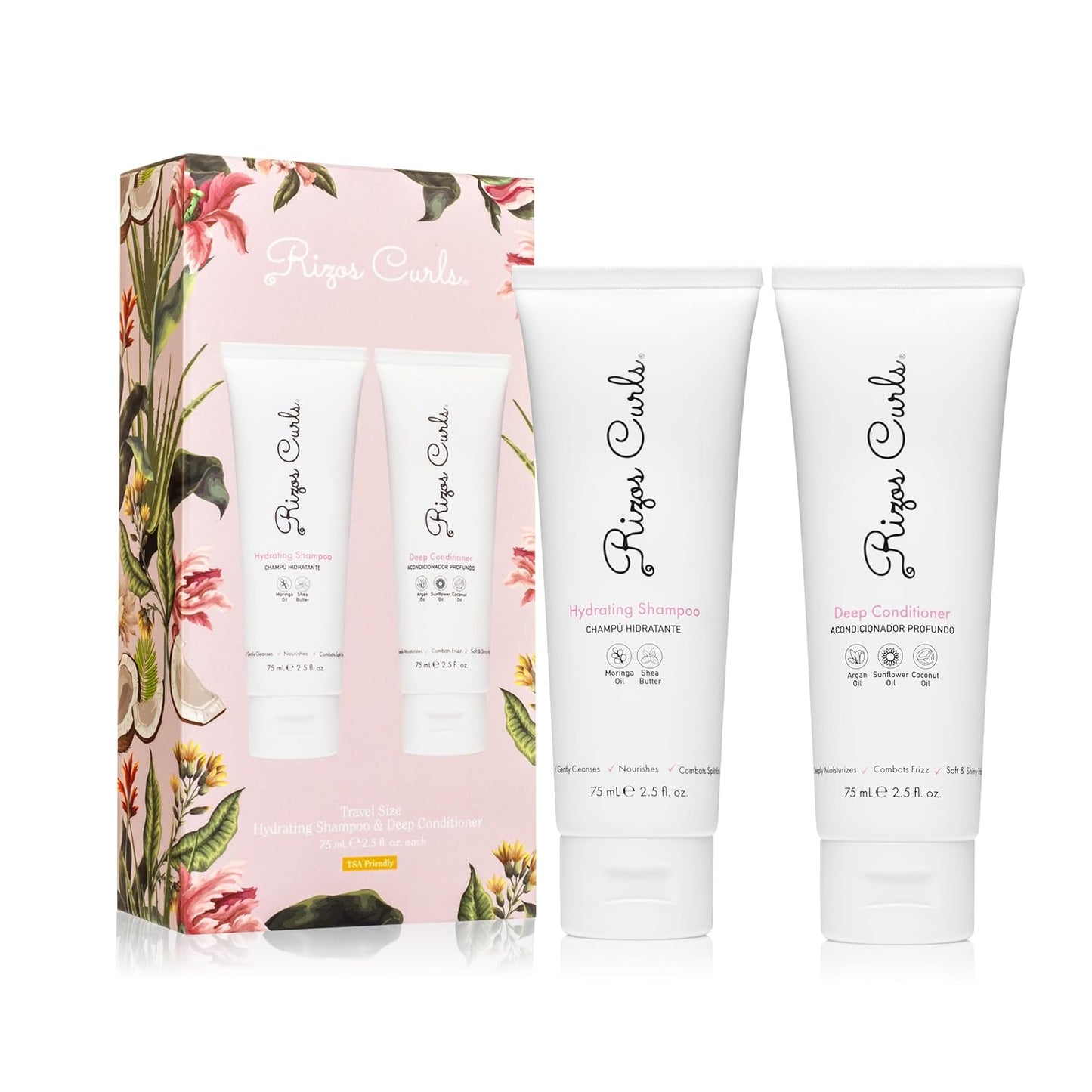 Rizos Curls Travel Wash Day Bundle, Hydrating Shampoo & Deep Conditioner Bundle, Moisturize Scalp, Gently Cleanse and Hydrate Curly Hair