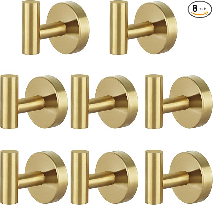 8 Pcs Bathroom Robe Towel Hooks Coat Wall Hook Stainless Steel Heavy Duty Door by Homagic