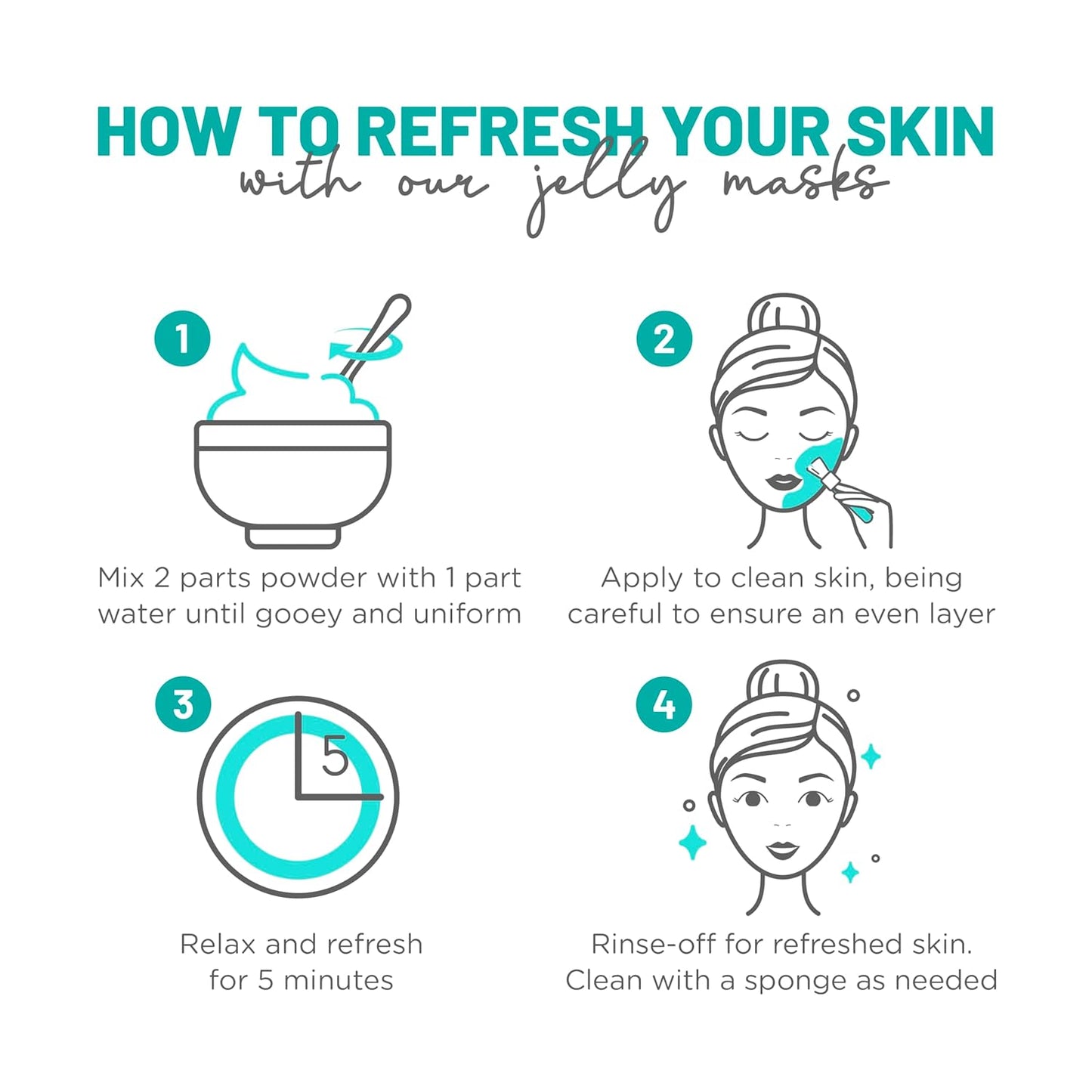 BRÜUN Peel-Off Hyaluronic AC Jelly Mask for Face Care – A 23 fl oz Rubber Mask Jar for 30 to 35 Treatments – A Skin Care Moisturizing Gel Mask of Spa Set for Men, Women and Adults