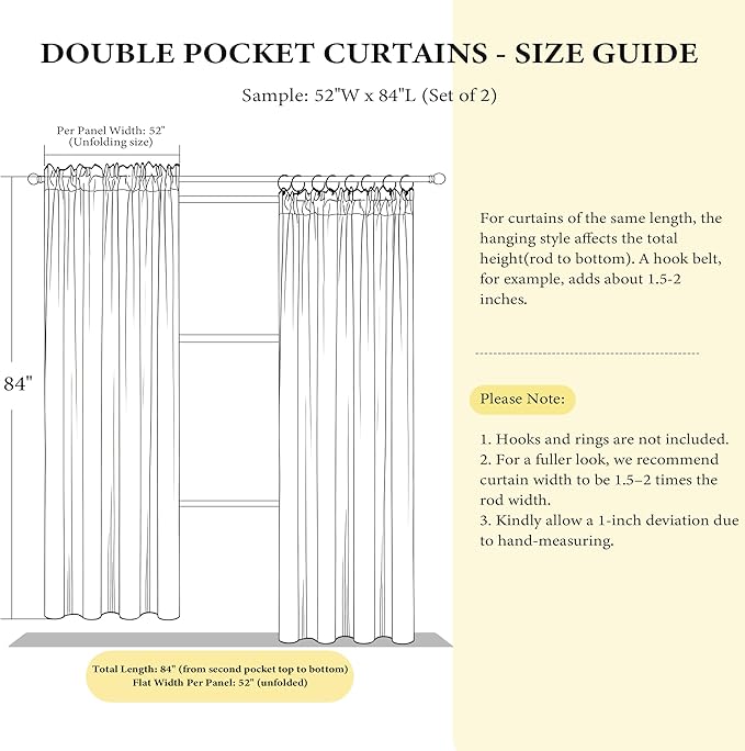 NICETOWN Thermal Insulated Velvet Curtains Ivory White 84 inch Length, Heavy - Image 2