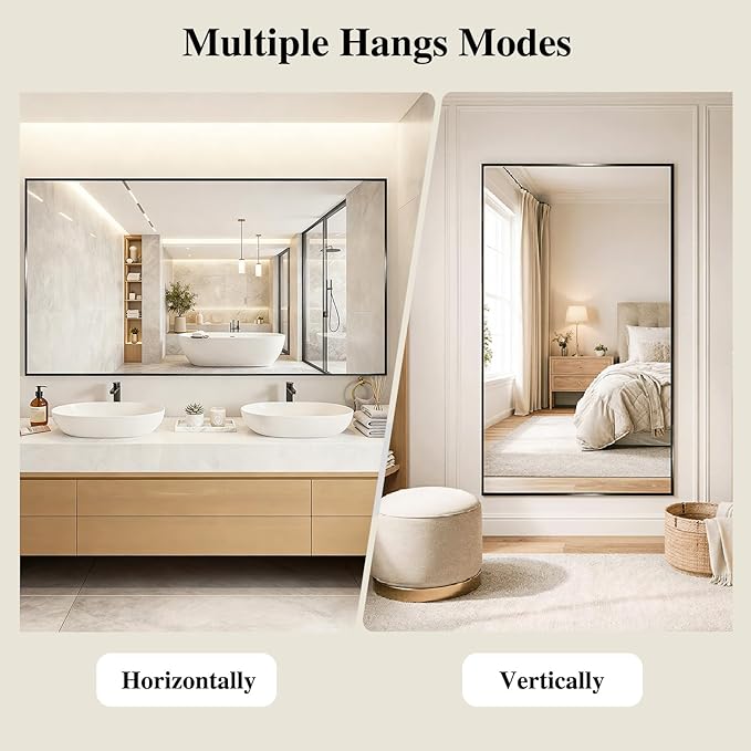 Koonmi Black Mirrors for Wall, 30x30 Inch Bathroom Mirror, Rectangular Wall - Image 6