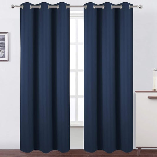 LEMOMO Blackout Curtains 42 x 84 inch/Navy Curtains Set of 2 Panels/Thermal by Lemomo