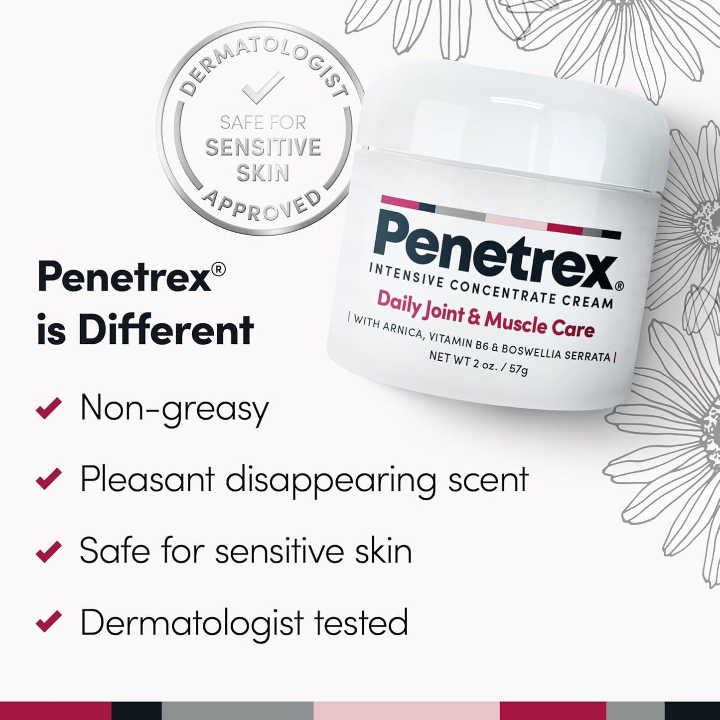 Penetrex Joint & Muscle Therapy - Soothing Muscle Rub for Back, Neck, Hands, Feet - Premium Whole Body Rub with Arnica, Vitamin B6 MSM & Boswellia - Non-Greasy 2oz Cream