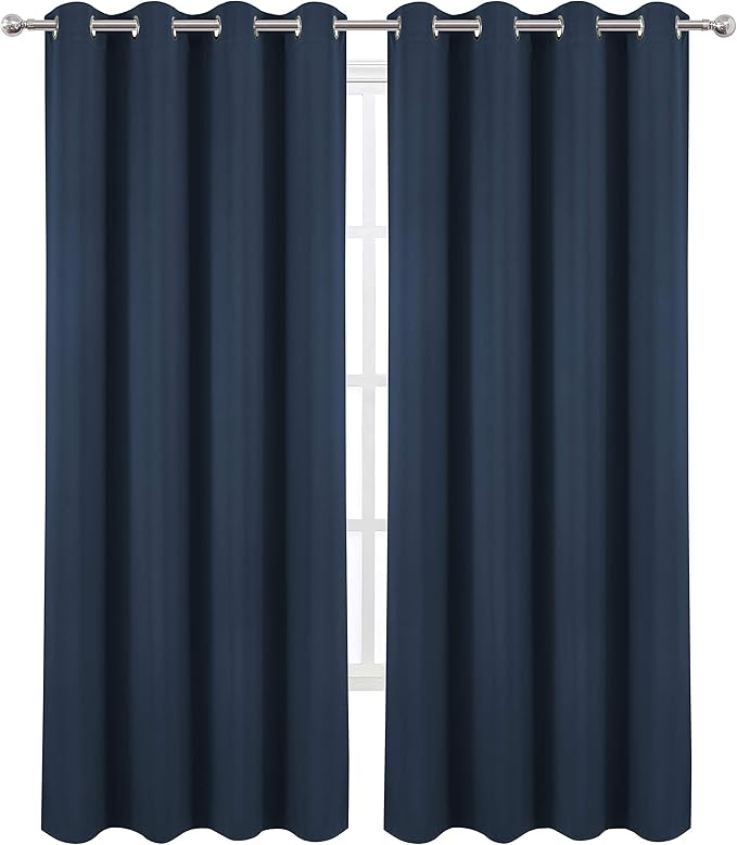 LEMOMO Blackout Curtains 66 x 84 inch/Navy Blue Curtains Set of 2 - Image 2