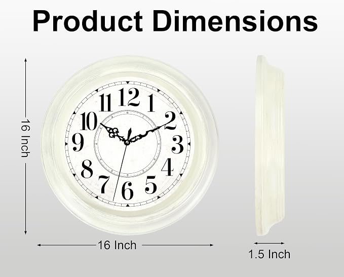 Vintage Wall Clock 16 Inch Quartz Silent Non-Ticking Analog Clock Battery - Image 4
