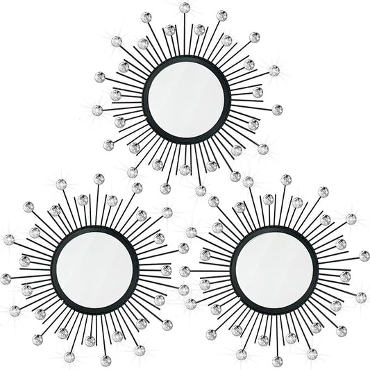 3 Pack Metal Mirrors for Wall Sunburst Wall Mirrors Home Décor Decorative by Uaussi
