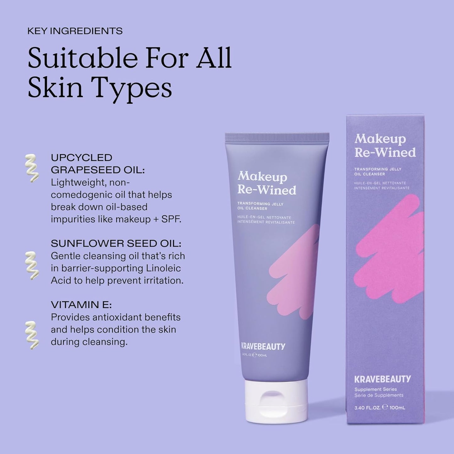 KraveBeauty Double Cleanse Duo, Makeup Re-Wined + Matcha Hemp Cleanser, Gentle Makeup Remover & Hydrating Cleanser, Hydrates and Preps Skin, Vegan & Cruelty Free, 3.38 fl oz 4.05 fl oz