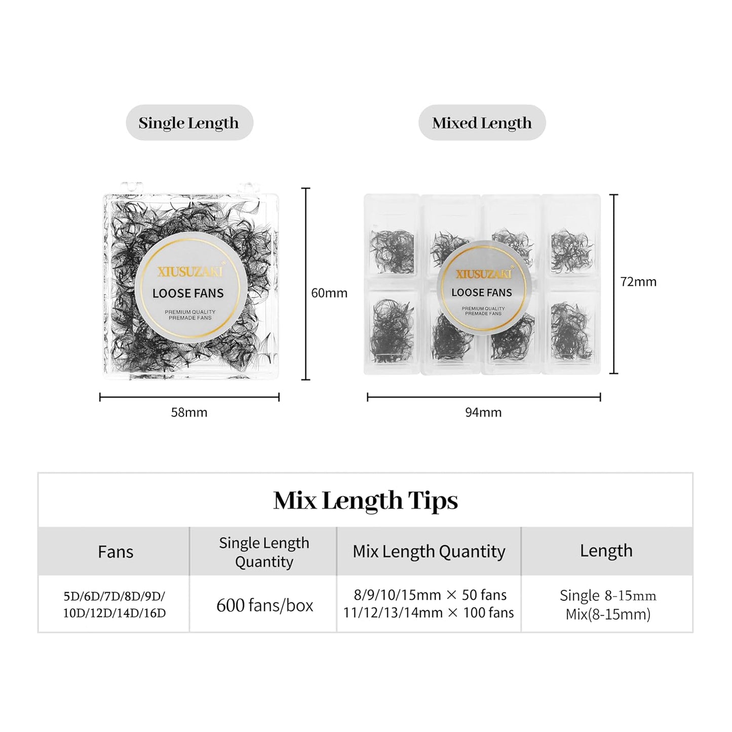 Premade Eyelash Extensions - 600 Fans, 10D, 0.07 Thick, D Curl, 8mm Fluffy Soft, Handmade loose fans