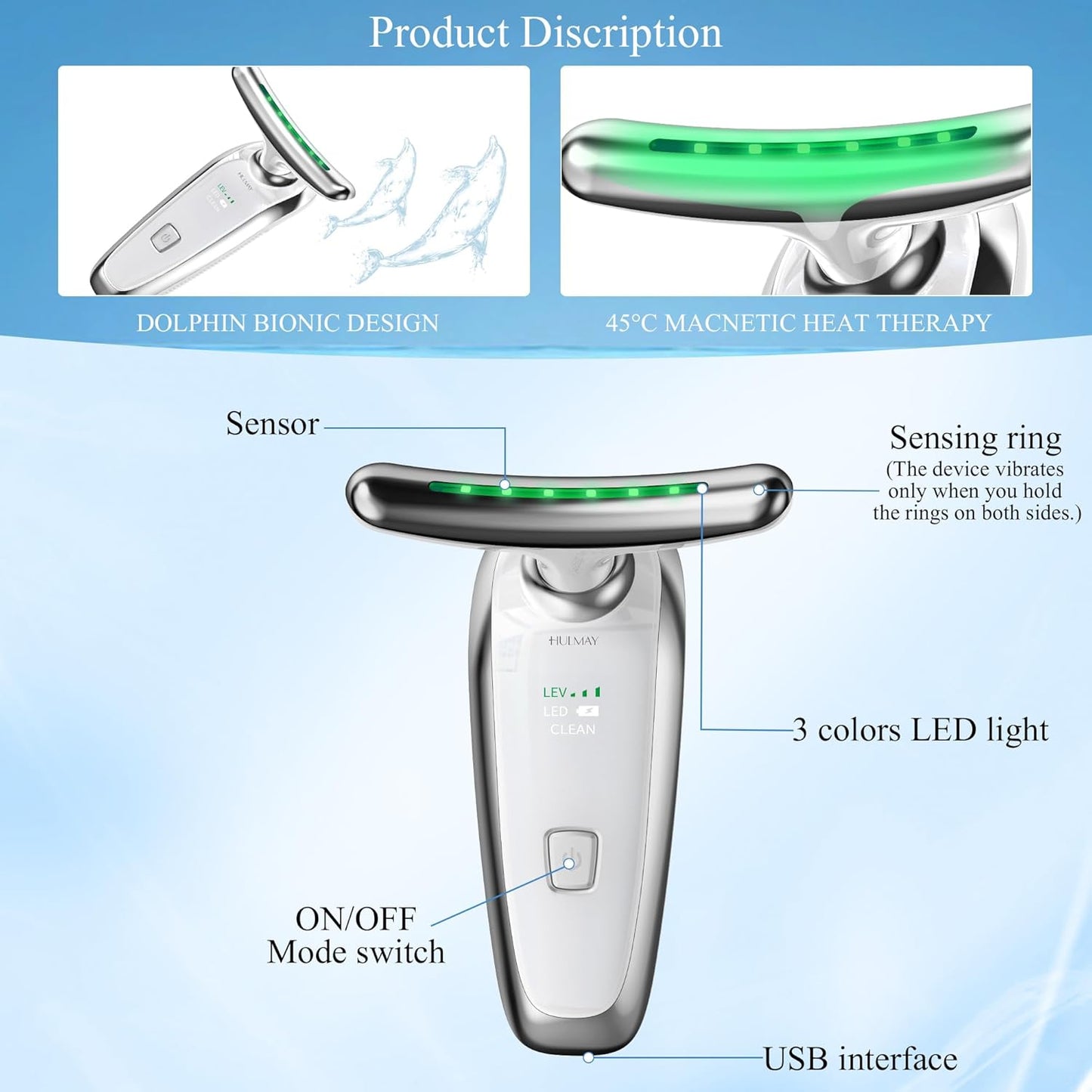 Red Light Therapy for Face and Neck, Facial & Neck Massager Tool, Face Lift, Reduce Fine Lines & Double Chin, Neck Tightening, True Beauty Glow Facial Massager - at Home Skin Care Sculpting Tool