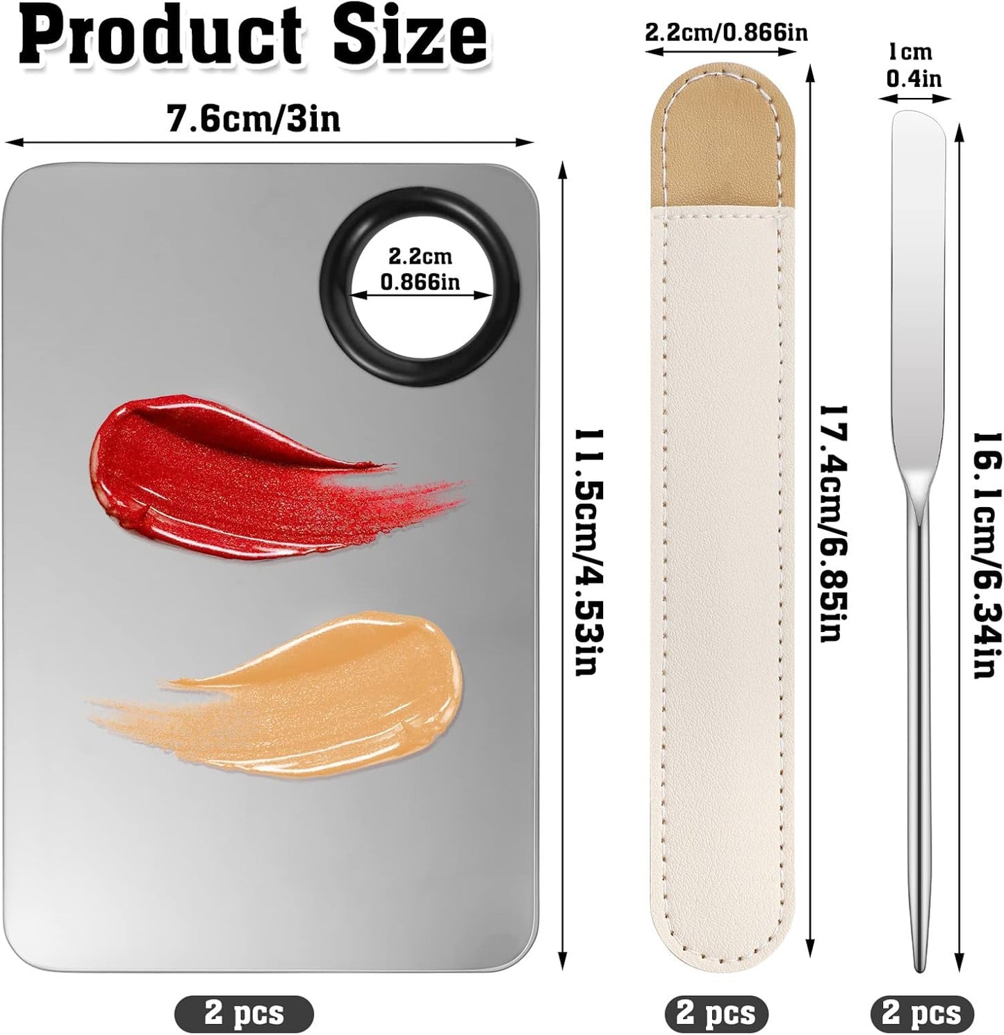 6 in 2 Set Makeup Mixing Palette with Korean Makeup Spatula, Stainless Steel Foundation Palette with Spatula for Mixing Foundation Eye Shadow Eyelash Nail Art