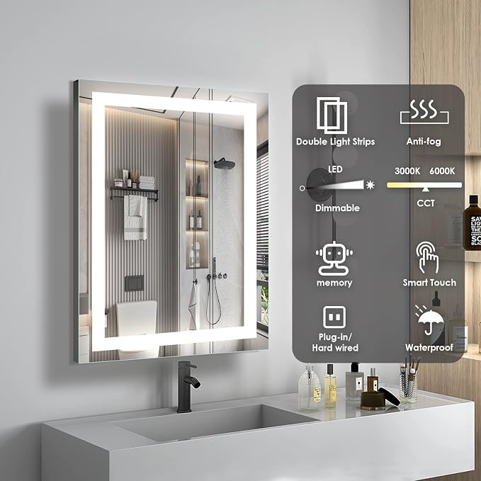 16×24 inches LED Bathroom Mirror, Bathroom Vanity Mirror - Image 2