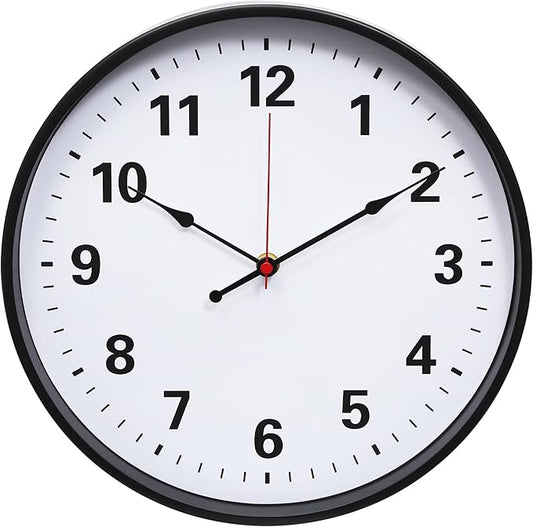 LEIKE Metal Wall Clock 12IN Black, Retro Silent Quartz Battery Operated by LEIKEWALLCLOCK