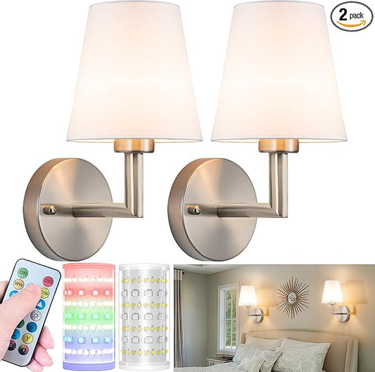 Nekhung Battery Operated Wall Sconces Set of 2, Wireless Wall Light by Nekhung