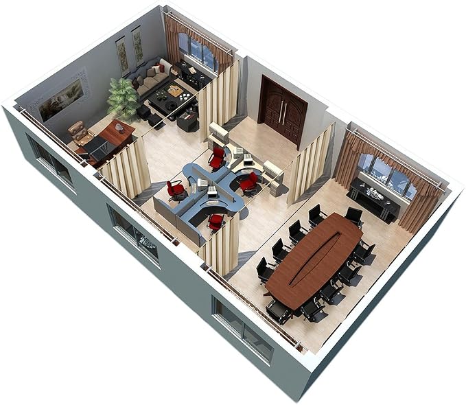 RYB HOME Decor Freestanding Office Partition Wall Divider Curtain, Grommet Top - Image 7