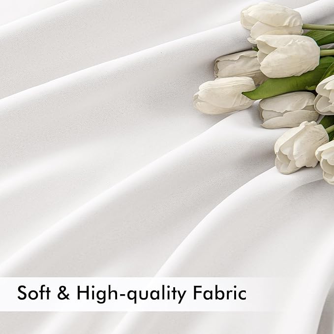 MIULEE Pure White Back Tab Blackout Curtains 108 Inch Long 2 Panels Set - Image 6