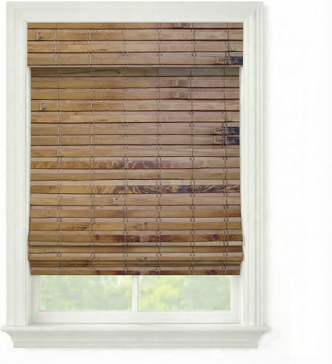 Cordless Woven Wood Roman Shades, 56W x 72H, Hatteras Camel, Sizes 20-72 Wide by FirstRateBlinds